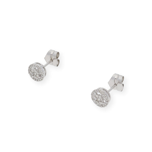 Pendientes Dormilona de Oro Blanco 18K y Diamantes