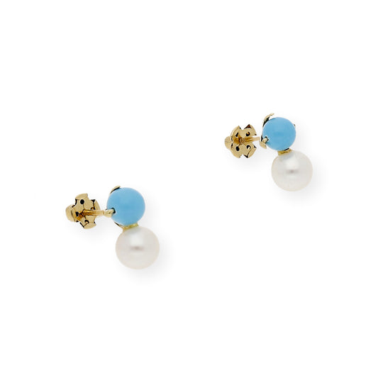 Pendientes de Oro 18k Perlas y Turquesas