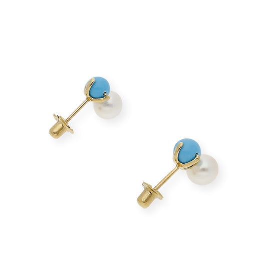 Pendientes de Oro 18k Perlas y Turquesas