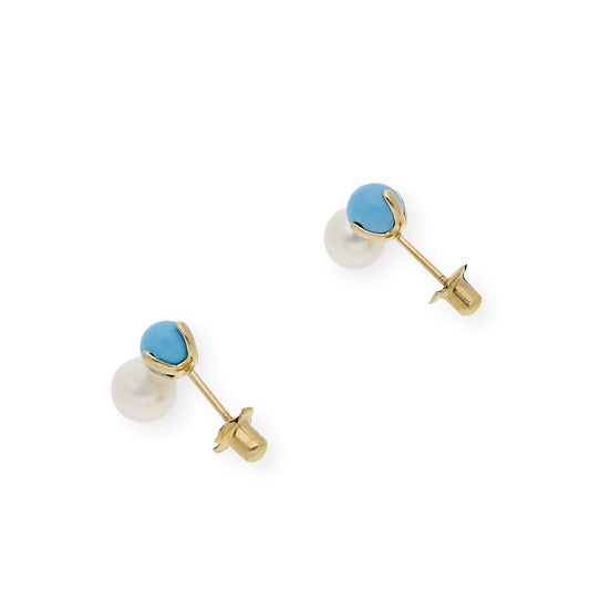 Pendientes de Oro 18k Perlas y Turquesas