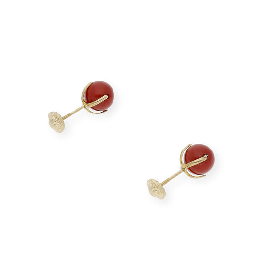 Pendientes Oro y Corales Naturales 6.00 mm