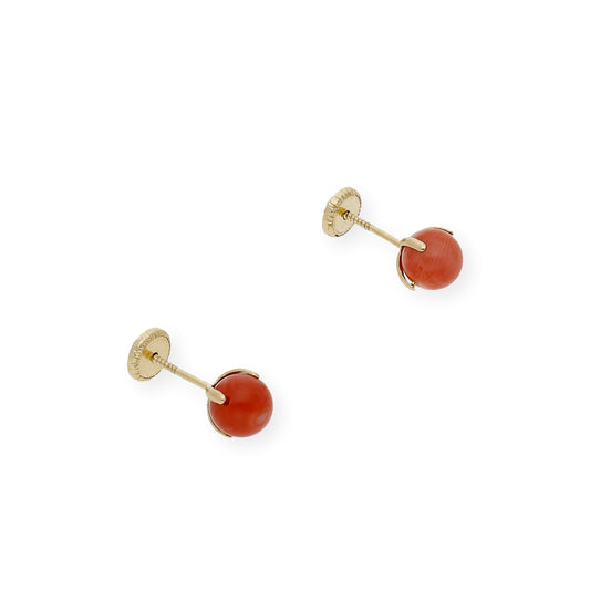 Pendientes Oro y Corales Naturales de Patilla 5.00 mm