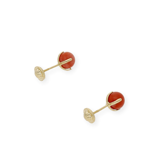 Pendientes Oro y Corales Naturales de Patilla 5.00 mm