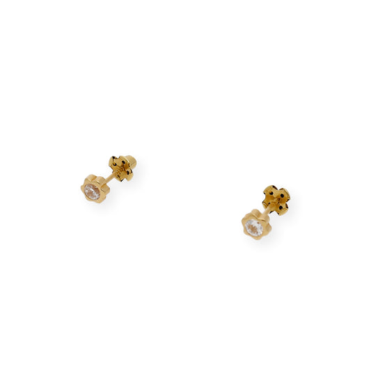 Pendientes Bebé Flor Oro y Circonitas
