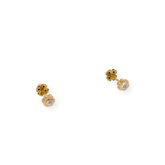 Pendientes Bebé Flor Oro y Circonitas