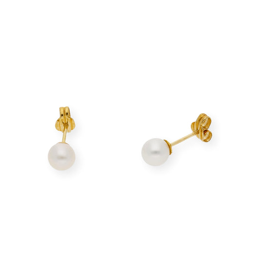 Pendientes Bebé Oro y Perlas Naturales de 5mm