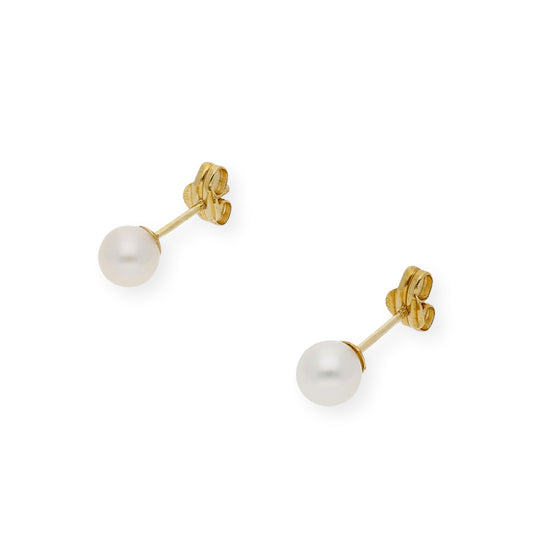 Pendientes Bebé Oro y Perlas Naturales de 5mm