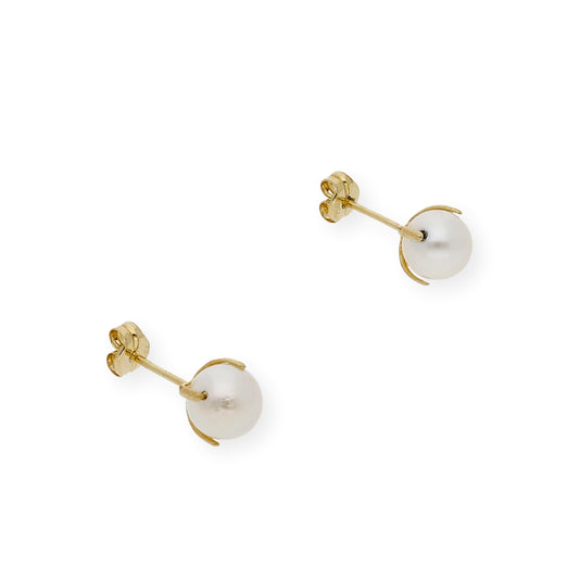 Pendientes niñas Oro Y Perlas en Patillas 6 mm