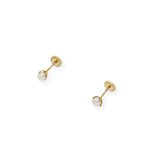 Pendientes Bebé Oro Y Perlas en Patillas