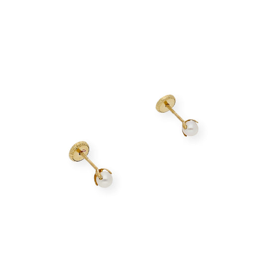 Pendientes Bebé Oro Y Perlas en Patillas