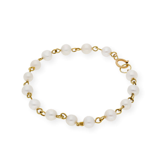 Pulsera de Bebé con Perlas y Oro 18k modelo Madeline