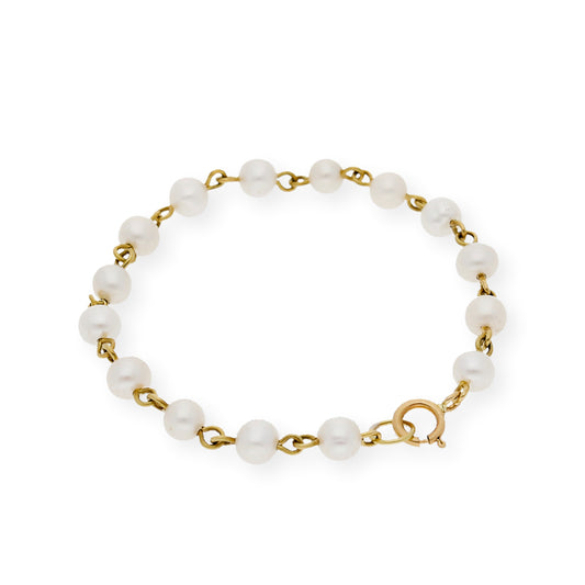 Pulsera de Bebé con Perlas y Oro 18k modelo Madeline