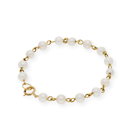 Pulsera de Bebé con Perlas y Oro 18k modelo Madeline