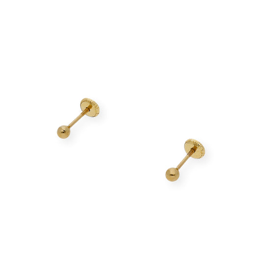 Pendientes Bebé Oro Diseño de Bolas de 3 mm