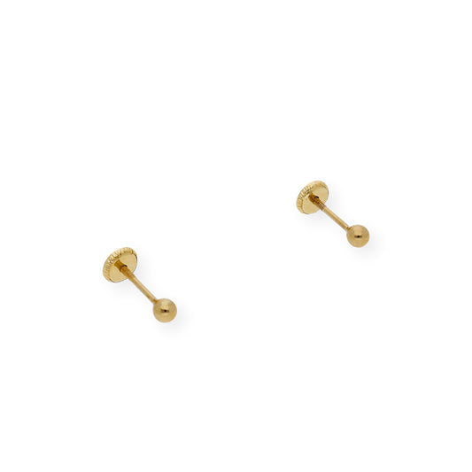 Pendientes Bebé Oro Diseño de Bolas de 3 mm