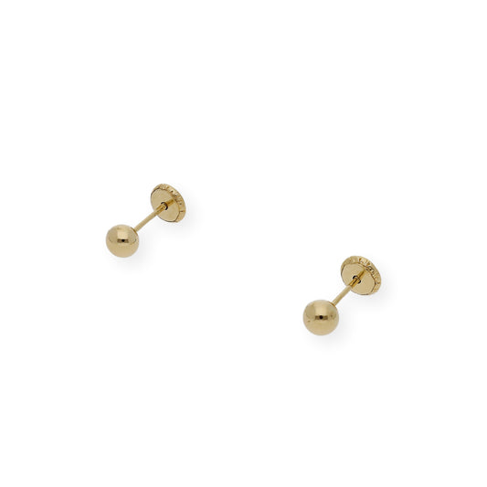 Pendientes Bebé Oro 18k Diseño Bolas 4mm