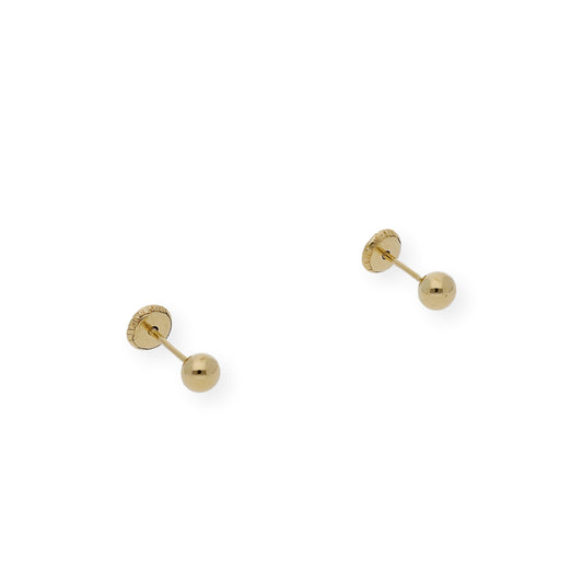 Pendientes Bebé Oro 18k Diseño Bolas 4mm