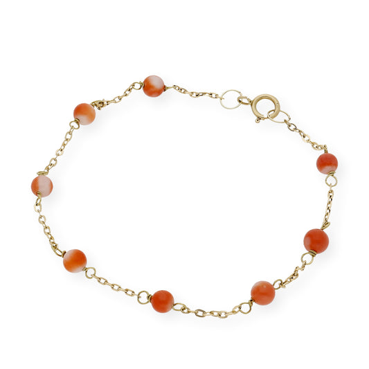 Pulsera para Bebé de Coral Natural y Oro de Ley 18k