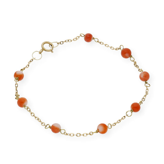 Pulsera para Bebé de Coral Natural y Oro de Ley 18k