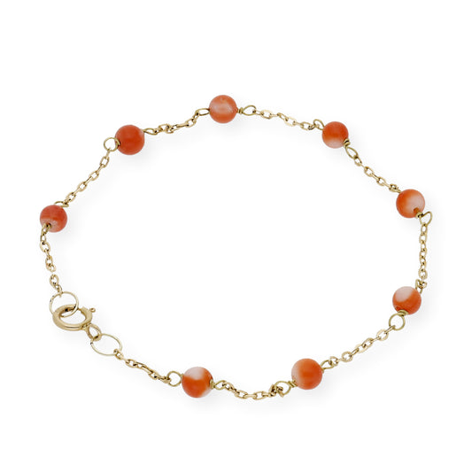 Pulsera para Bebé de Coral Natural y Oro de Ley 18k