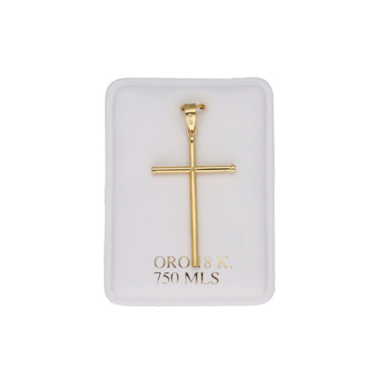 Cruz de Tubo con Remaches Mod Inri Grande en Oro 18K