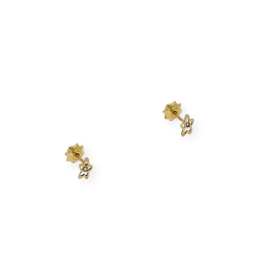Pendientes bebé estrella Oro amarillo 18K y Diamantes