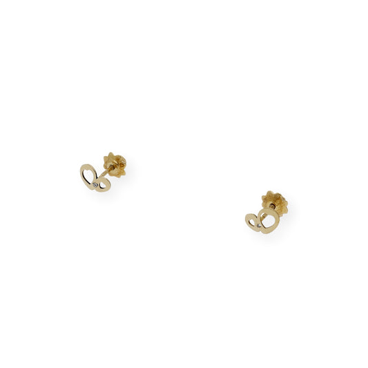 Pendientes bebé corazones calados Oro amarillo 18K y Diamantes