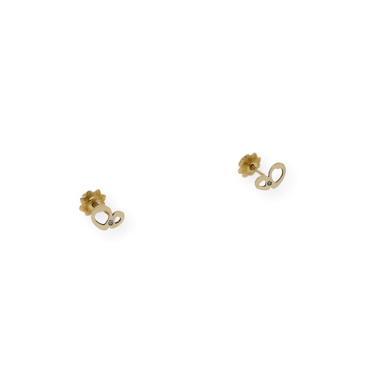 Pendientes bebé corazones calados Oro amarillo 18K y Diamantes