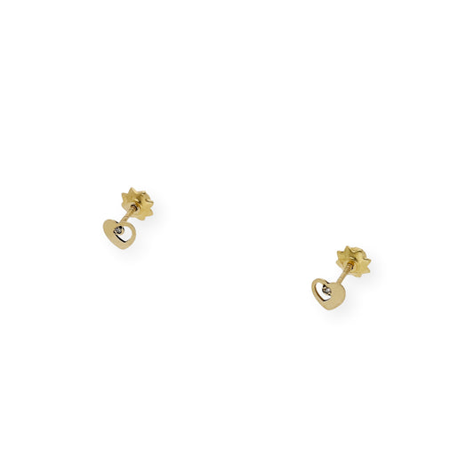 Pendientes bebé corazón Oro amarillo 18K y Diamantes