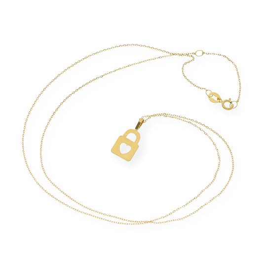 Collar de Oro Forma candado de Corazón calado 18k