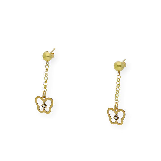 Pendientes Mariposa con Diamante en Oro de Ley 18K