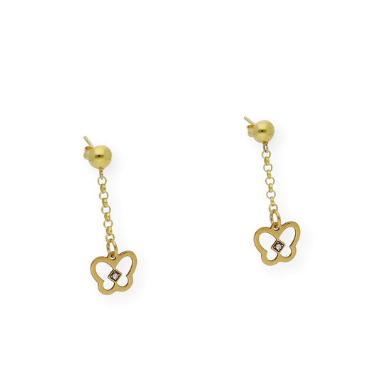 Pendientes Mariposa con Diamante en Oro de Ley 18K
