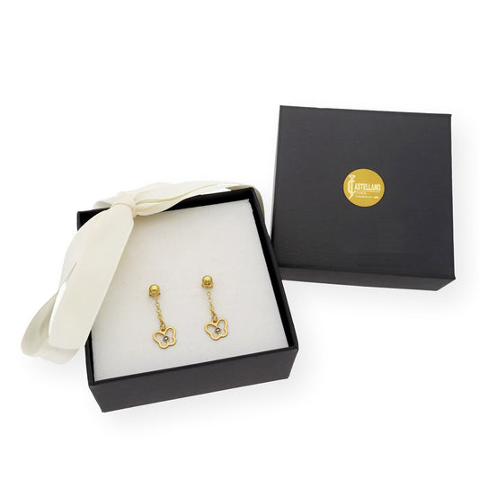 Pendientes Mariposa con Diamante en Oro de Ley 18K