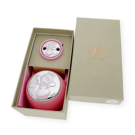 Portachupetes y Pinza de Chupetes en Plata Bilaminada Ángel Rosa