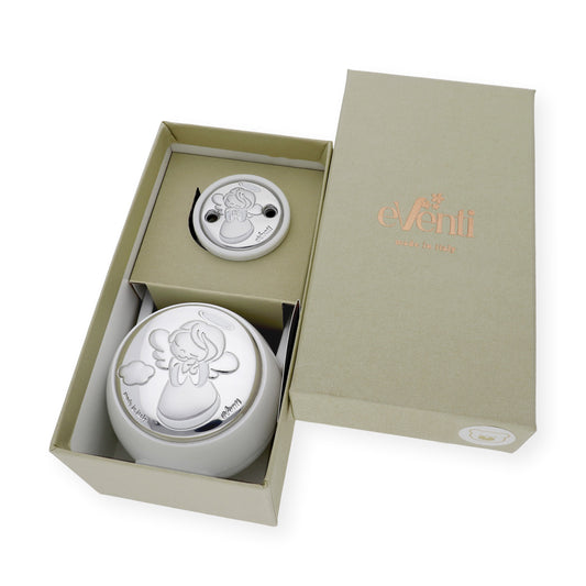 Portachupetes y Pinza de Chupetes en Plata Bilaminada Ángel Blanco