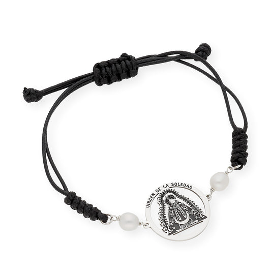 Pulsera Macramé con medalla de la Soledad en Plata de Ley 925