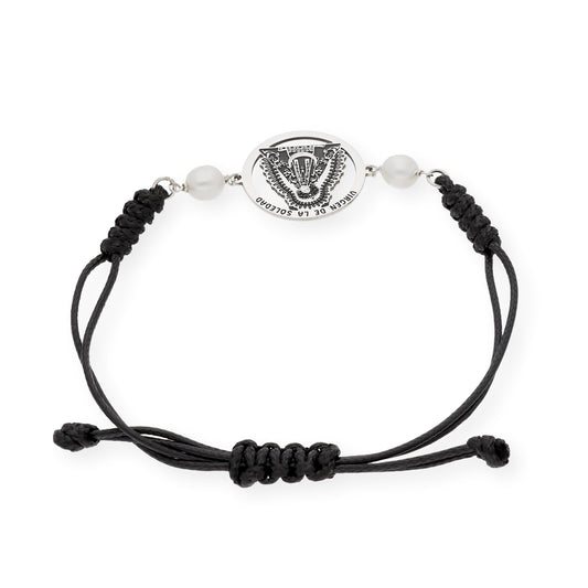 Pulsera Macramé con medalla de la Soledad en Plata de Ley 925