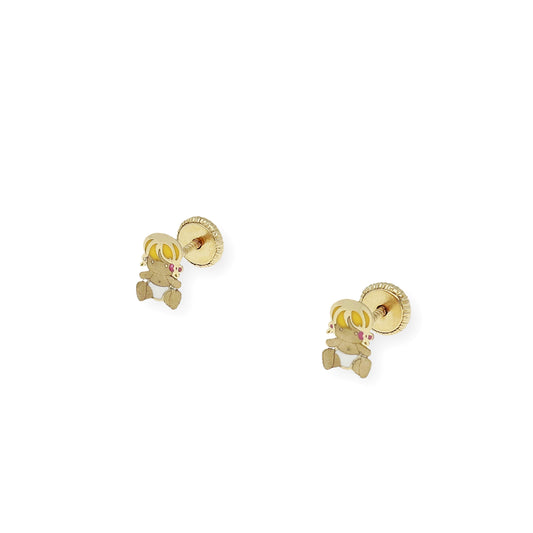 Pendientes Bebé niña Oro 18k Esmaltado
