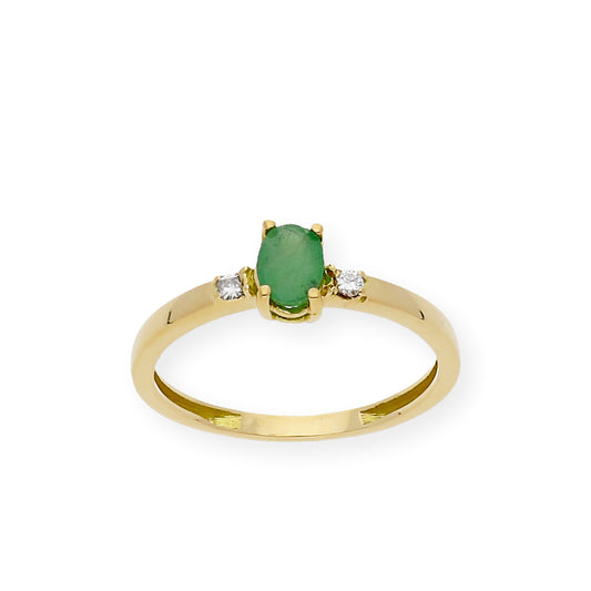 Anillo Victoria en Oro 18k con Diamantes y Esmeralda