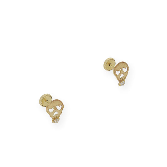 Pendientes catrina con circonita Oro 18K