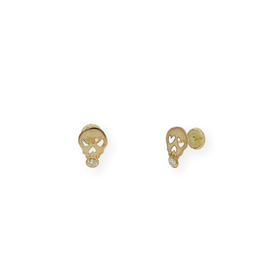 Pendientes catrina con circonita Oro 18K