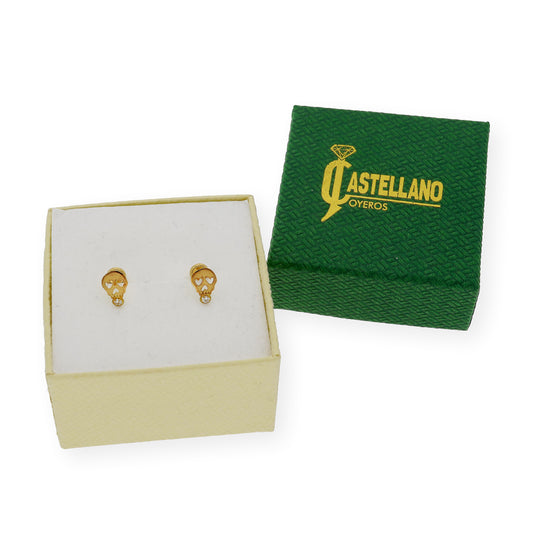 Pendientes catrina con circonita Oro 18K