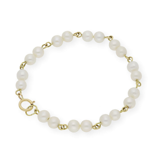 Pulsera de Bebé dos Perlas y Oro 18k