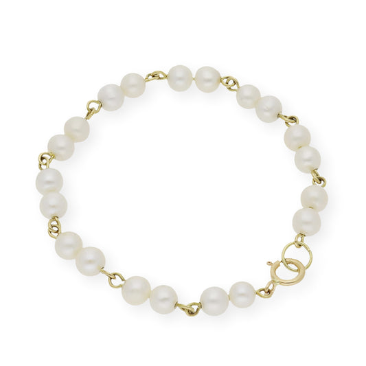 Pulsera de Bebé dos Perlas y Oro 18k