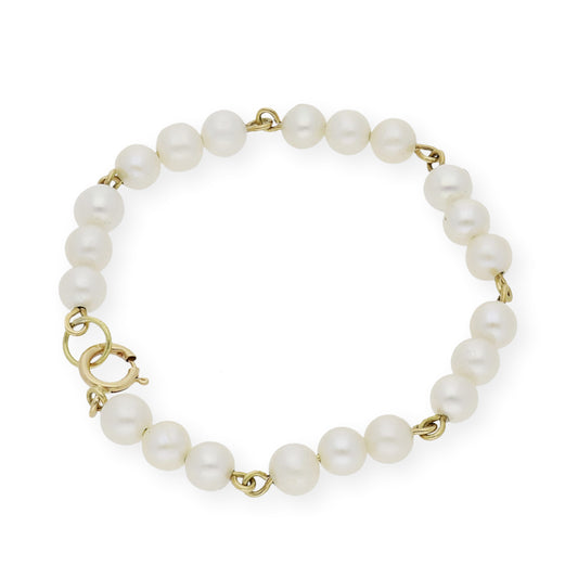 Pulsera de Bebé tres Perlas y Oro 18k