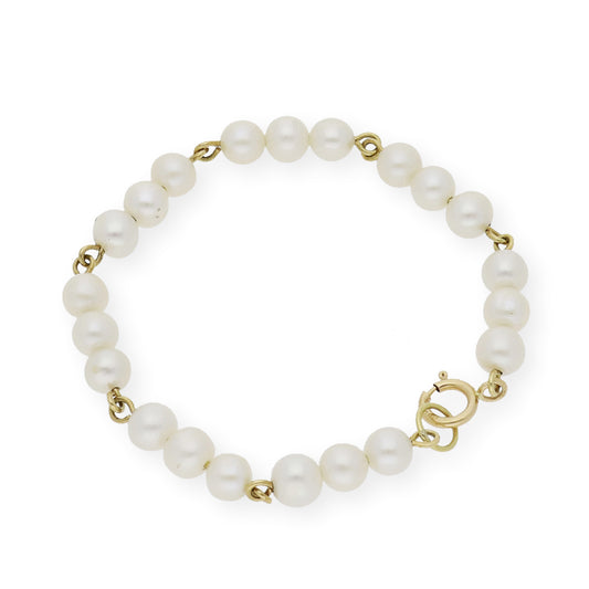 Pulsera de Bebé tres Perlas y Oro 18k