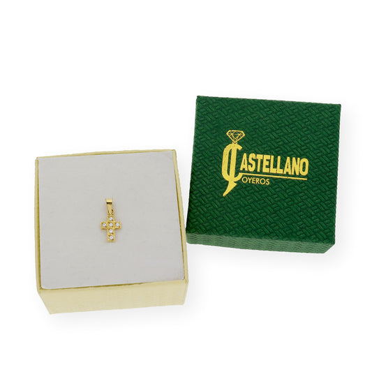 Colgante Cruz Plana con Circonita Oro 18K