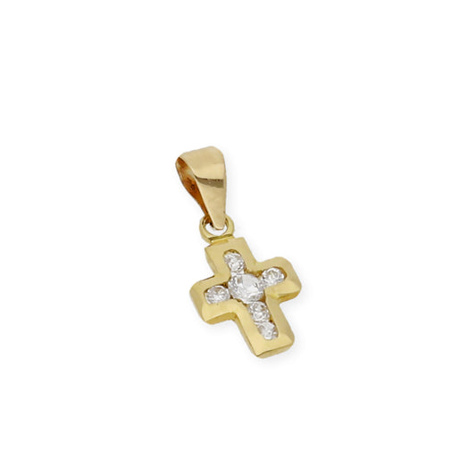 Colgante Cruz Iluminada con Circonita Oro 18K