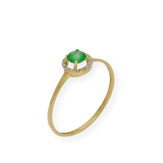Anillo Astro en Oro 18k y Diamantes con Esmeralda