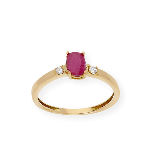 Anillo Victoria en Oro 18k con Diamantes y Rubí